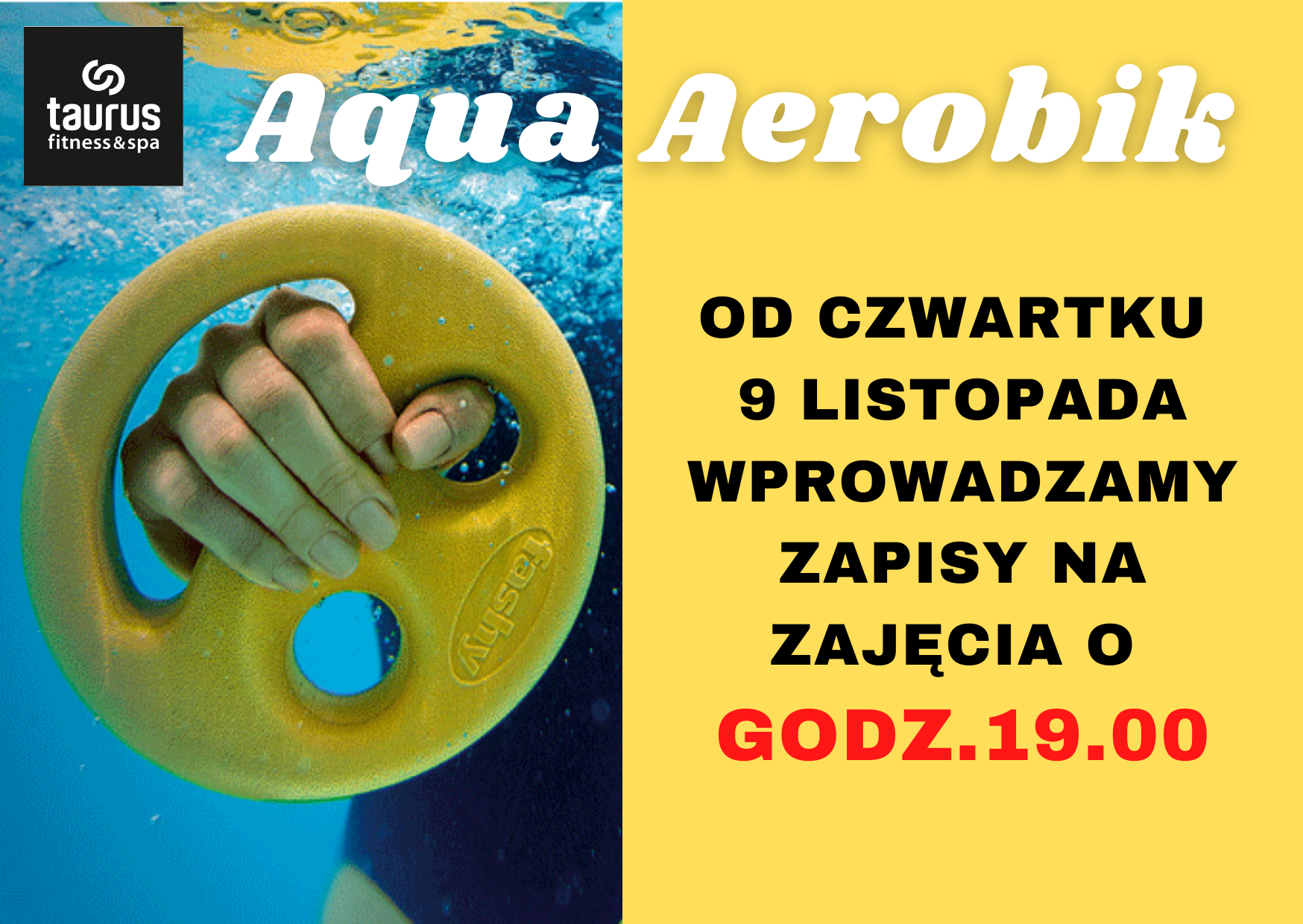 Zapisy na zajęcia Aqua Aerobik o godz. 19:00!