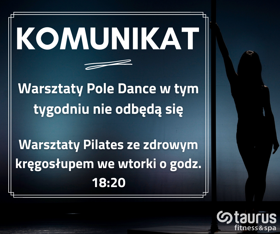 Pole Dance nie odbędzie się. Pilates o godz. 18:20