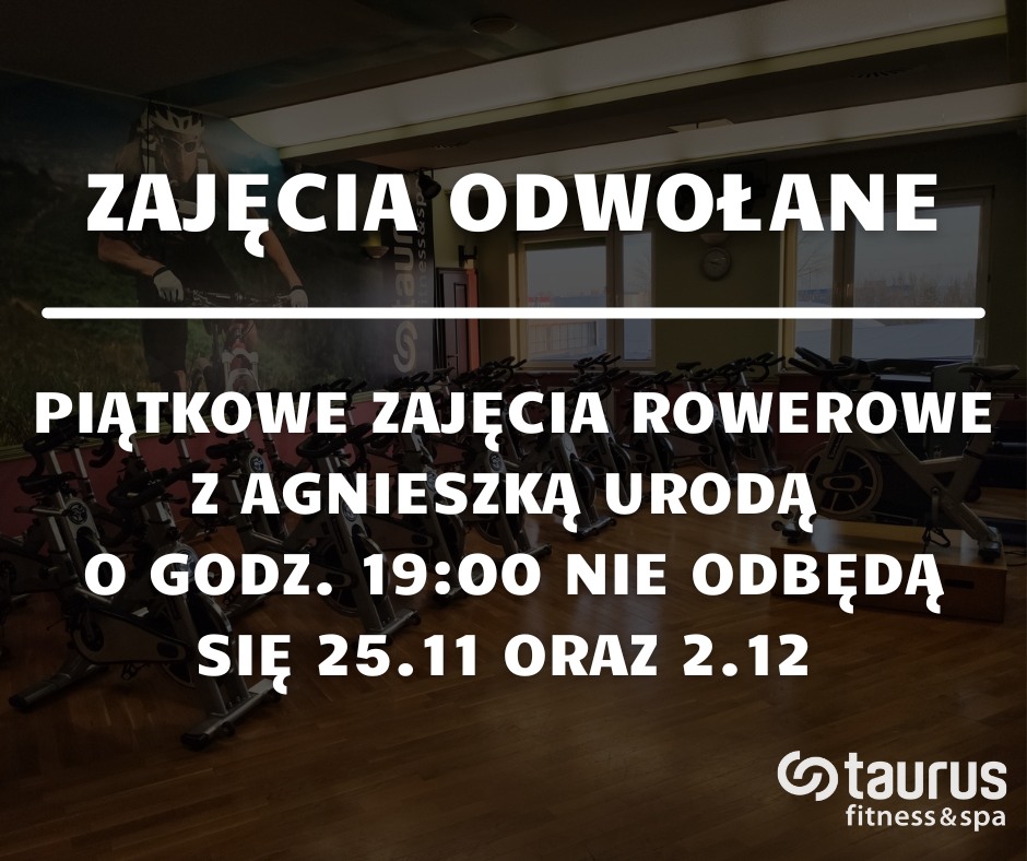 Piątkowe zajęcia rowerowe odwołane w dniach 25.11 i 2.12