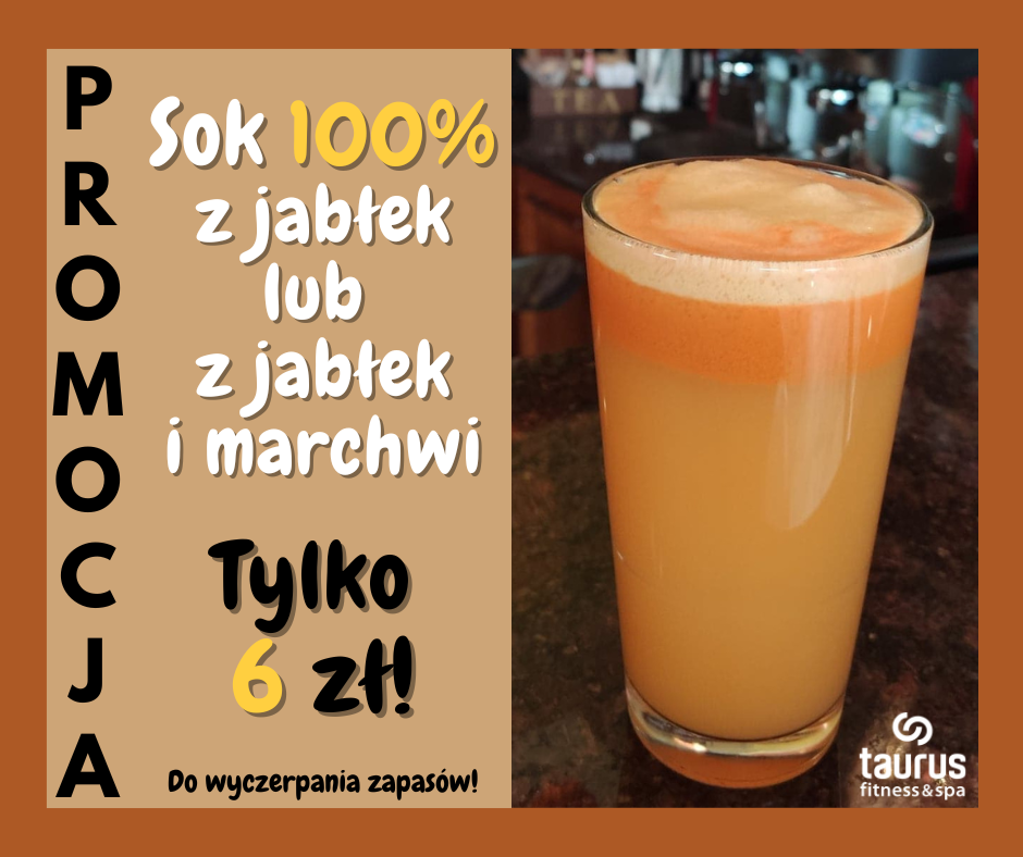 Promocja! 100% sok z jabłek lub z jabłek i marchwi tylko za 6 zł!