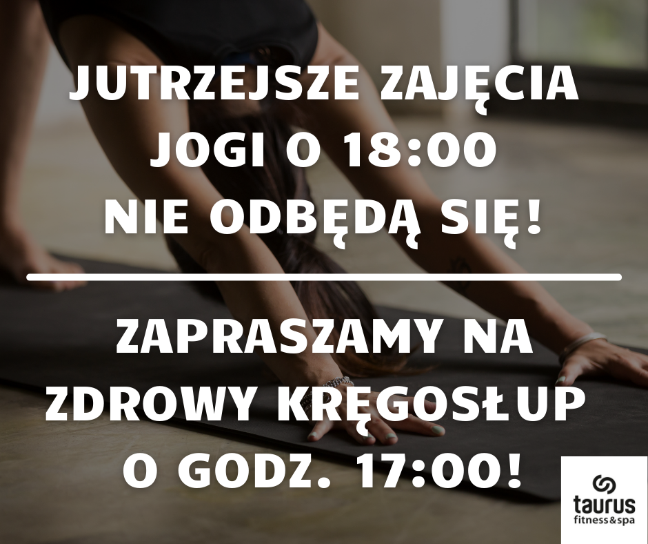 Jutro zajęcia Jogi się nie odbędą